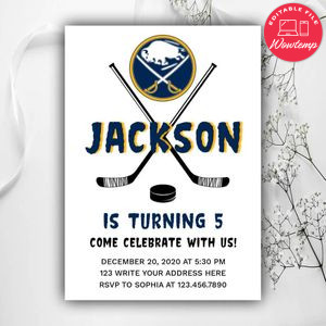Printable Buffalo Sabres Birthday Invitations Instant Download
