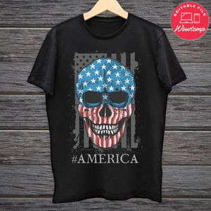 Printable America Fourth of July Skull Shirt Template Digital File