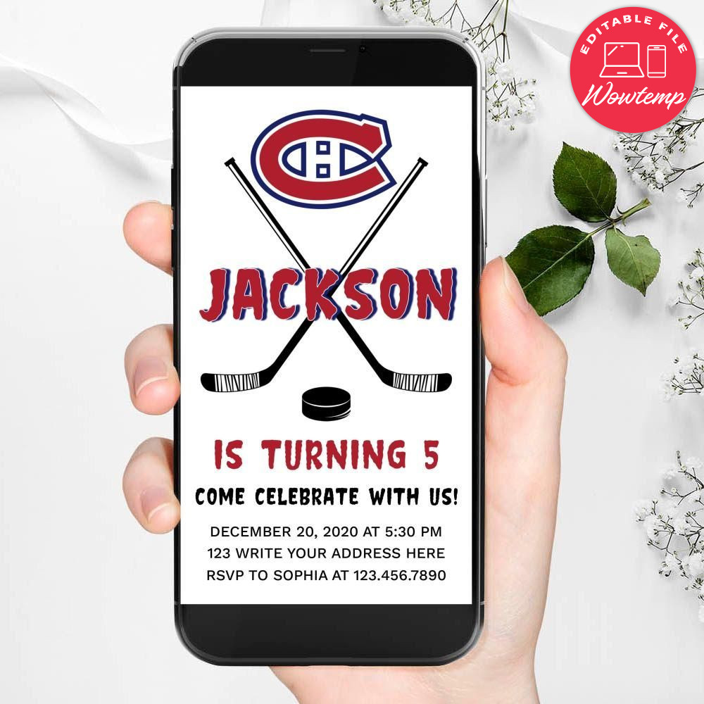 Electronic Montreal Canadiens Electronic Invite Birthday Flyer Template Instant Download