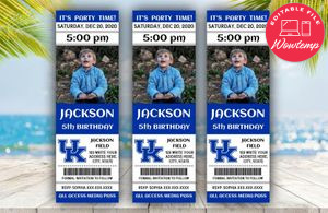 Printable Kentucky Wildcats Birthday Ticket With Photo Invitation Instant Download