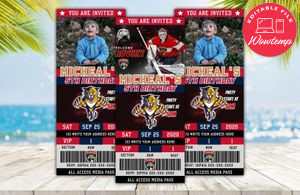 Editable Florida Panthers Birthday Ticket Invitations Instant Download