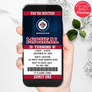 Electronic Winnipeg Jets Ticket Electronic Invite Birthday Invitations Instant Download