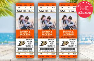Anaheim Ducks Save The Date Wedding Engagement Announcement Ticket Invitation Instant Download