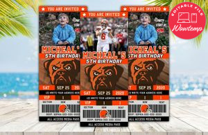 Editable Cleveland Browns Birthday Ticket Party Invitations Instant Download