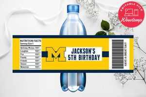 Printable Michigan Wolverines Water Bottle Labels Instant Download