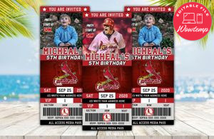 St. Louis Cardinals Ticket Birthday Editable Templates Instant Download