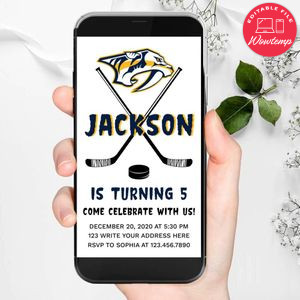 Electronic Nashville Predators Electronic Invite Birthday Flyer Template Instant Download