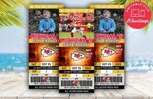 Editable Kansas City Chiefs Birthday Party Ticket Invitations DIY