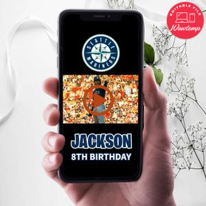 Seattle Mariners Birthday Video Invitation Digital Template Customizable Instant Download