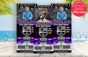 Editable Los Angeles Kings Birthday Ticket Invitations Instant Download
