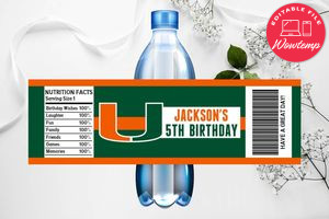 Printable Miami Hurricanes Water Bottle Labels Instant Download