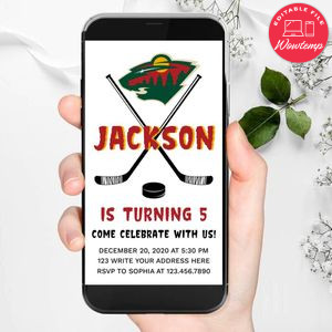Electronic Minnesota Wild Electronic Invite Birthday Invitation Template Instant Download
