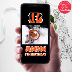 Cincinnati Bengals Birthday Video Invitation Digital Template Customizable Instant Download