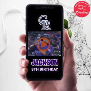 Colorado Rockies Birthday Video Invitation Digital Template Customizable Instant Download