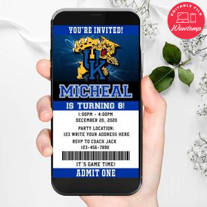 Electronic Kentucky Wildcats Ticket Electronic Invite Birthday Invites Instant Download