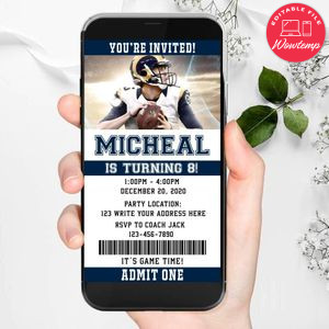 Electronic Los Angeles Rams Electronic Invite Birthday Invitations Instant Download