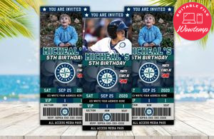 Editable Seattle Mariners Birthday Ticket Invitation Instant Download