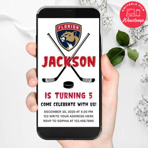 Electronic Florida Panthers Electronic Invite Birthday Invitation Template Instant Download