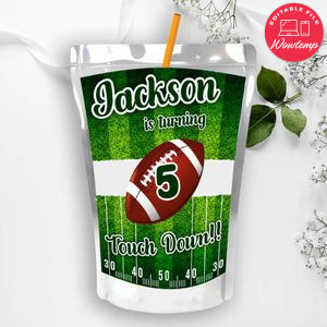 Printable Football Birthday Capri Sun Juice Label Instant Download