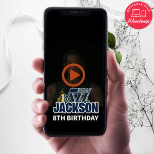 Utah Jazz  Birthday Video Invitation Digital Template Customizable Instant Download