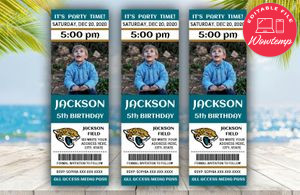 Jacksonville Jaguars Birthday Ticket With Photo Invitation Instant Download