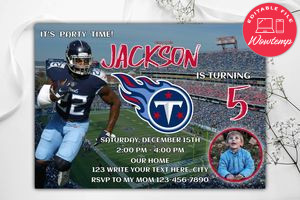 Tennessee Titans Birthday Flyer Template to Print at Home Instant Download