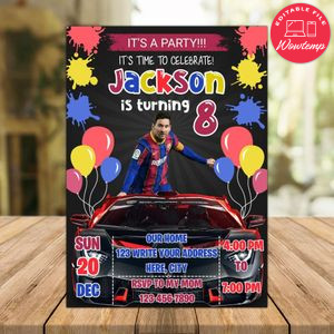 Messi Barcelona Drive By Birthday Parade Invitation Printable Instant Download