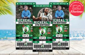 Editable Boston Celtics Birthday Ticket Invitation Instant Download