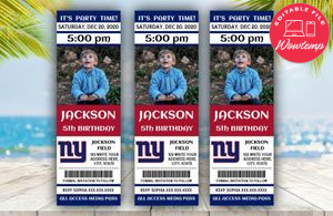 Printable New York Giants Birthday Ticket With Photo Invitation Instant Download