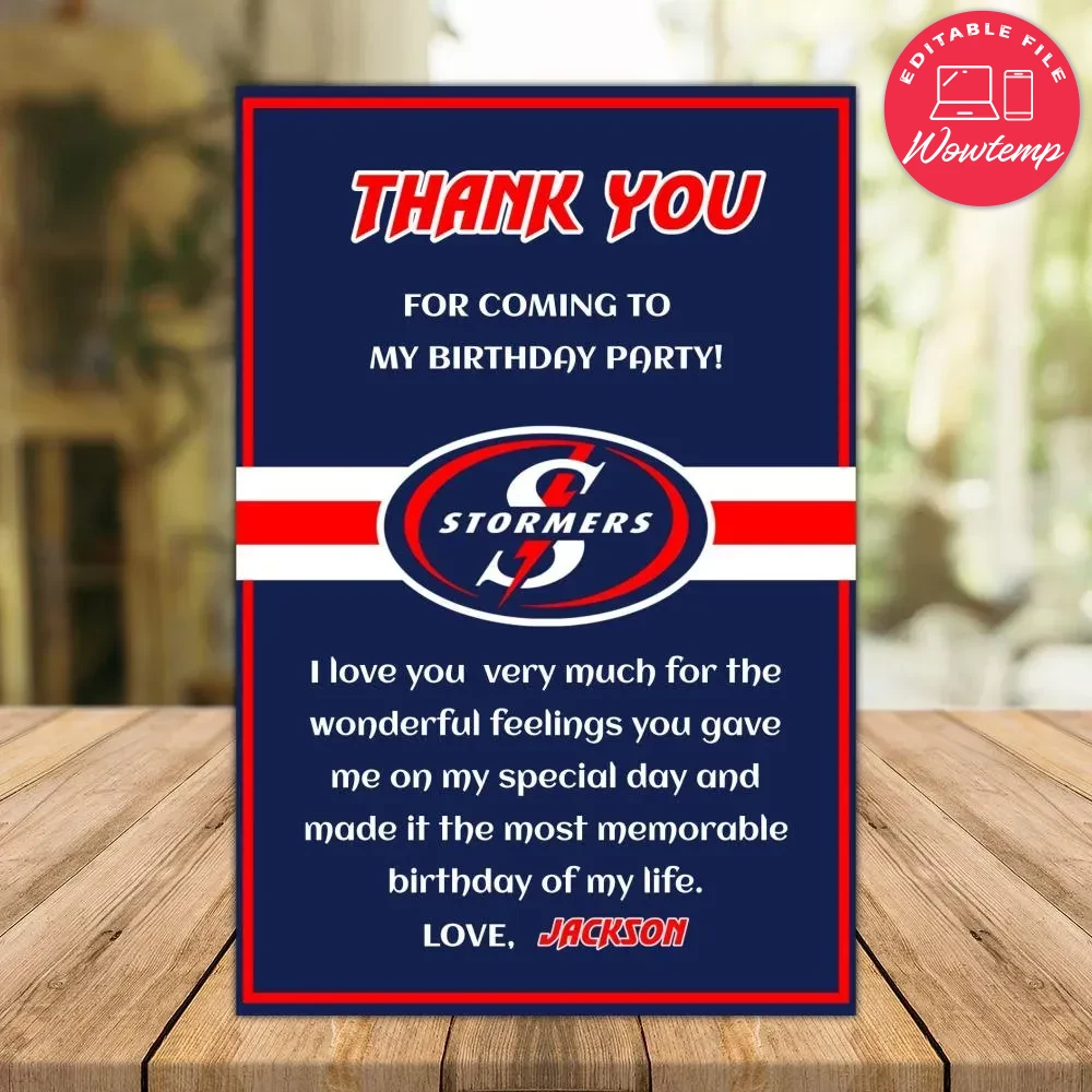 Stormers rugby Thank you card Template to Print at Home | Wowtemp