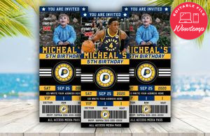 Editable Indiana Pacers Birthday Ticket Invitations Instant Download
