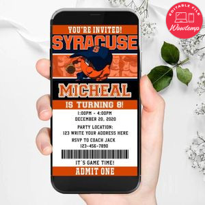 Electronic Syracuse Orange Ticket Electronic Invite Birthday Invitations Instant Download