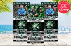 Printable Michigan State Spartans Birthday Ticket Invitation Instant Download