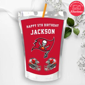 Printable Tampa Bay Buccaneers Birthday Capri Sun Juice Label Instant Download