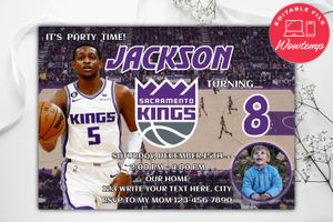 Sacramento Kings Birthday Invitation Template to Print at Home Instant Download