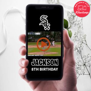 Chicago White Sox Birthday Video Invitation Digital Template Customizable Instant Download