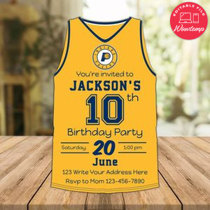 Indiana Pacers Jersey Birthday Invitation Instant Download