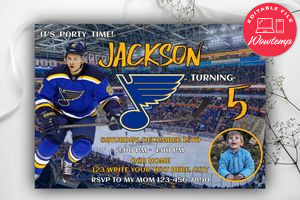 St. Louis Blues Birthday Flyer Template to Print at Home Instant Download