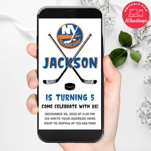 Electronic New York Islanders Electronic Invite Birthday Invitation Template Instant Download