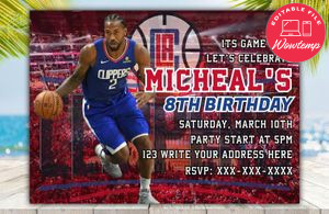 Editable Los Angeles Clippers Digital Party Invitation Invite Instant Download