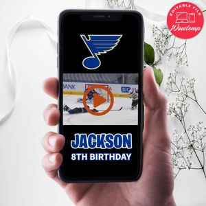 St. Louis Blues Birthday Video Invitation Digital Template Customizable Instant Download