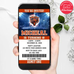Electronic Chicago Bears Electronic Invite Birthday Invitation Instant Download