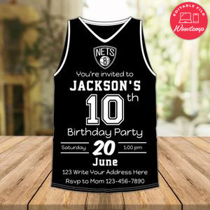 Brooklyn Nets Jersey Birthday Flyer Instant Download