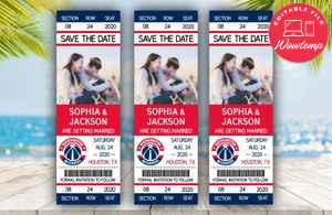 Washington Wizards Save The Date Wedding Engagement Announcement Ticket Invitation Instant Download