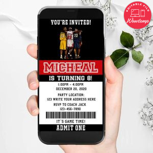 Electronic Michael Jordan Ticket Electronic Invite Birthday Invites Instant Download