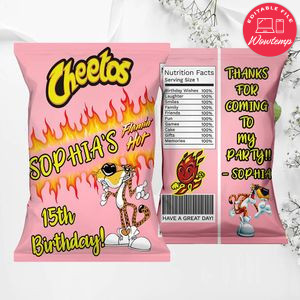 Printable Flamin Hot Cheetos Birthday Chip Bags Instant Download