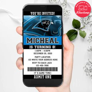 Electronic Carolina Panthers Ticket Electronic Invite Birthday Invites Instant Download