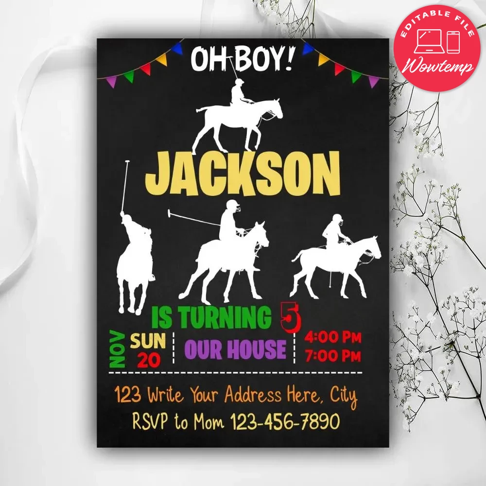 Printable Polo Birthday Invitation Instant Download | Wowtemp