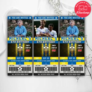 Leeds united Birthday Ticket Invitation Instant Download