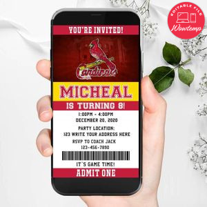 Electronic St. Louis Cardinals Birthday Invitation Instant Download